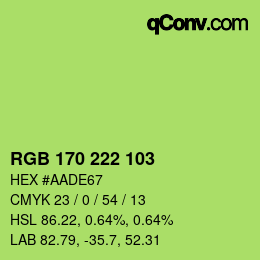 Color code: RGB 170 222 103 | qconv.com