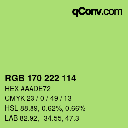 Color code: RGB 170 222 114 | qconv.com