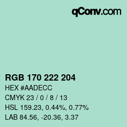 Color code: RGB 170 222 204 | qconv.com