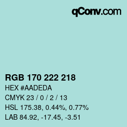 Color code: RGB 170 222 218 | qconv.com