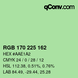 Color code: RGB 170 225 162 | qconv.com