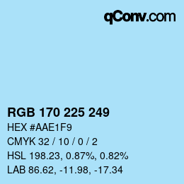 Color code: RGB 170 225 249 | qconv.com