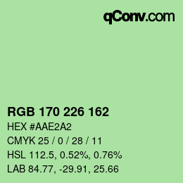 Color code: RGB 170 226 162 | qconv.com