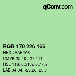 Color code: RGB 170 226 166 | qconv.com
