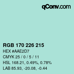 Color code: RGB 170 226 215 | qconv.com