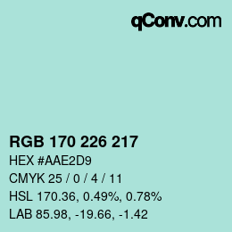 Color code: RGB 170 226 217 | qconv.com