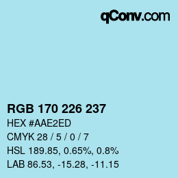 Color code: RGB 170 226 237 | qconv.com