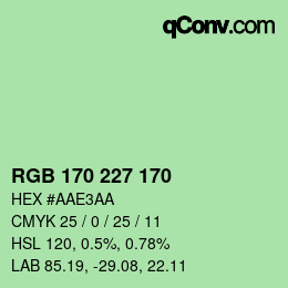 Color code: RGB 170 227 170 | qconv.com