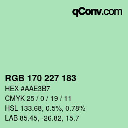 カラーコード: RGB 170 227 183 | qconv.com