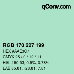 Color code: RGB 170 227 199 | qconv.com