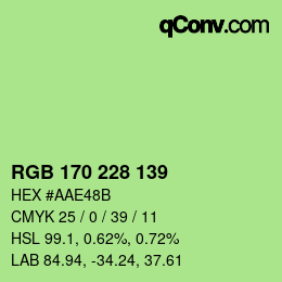 颜色代码: RGB 170 228 139 | qconv.com