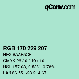 Color code: RGB 170 229 207 | qconv.com