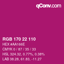カラーコード: RGB 170 22 110 | qconv.com