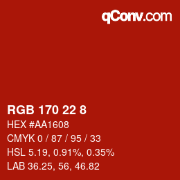 Color code: RGB 170 22 8 | qconv.com