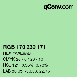 颜色代码: RGB 170 230 171 | qconv.com
