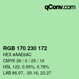 Código de color: RGB 170 230 172 | qconv.com