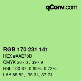Color code: RGB 170 231 141 | qconv.com