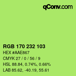 カラーコード: RGB 170 232 103 | qconv.com