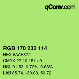 Color code: RGB 170 232 114 | qconv.com