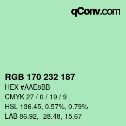 Color code: RGB 170 232 187 | qconv.com