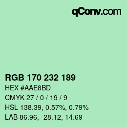 Color code: RGB 170 232 189 | qconv.com