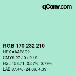 Color code: RGB 170 232 210 | qconv.com