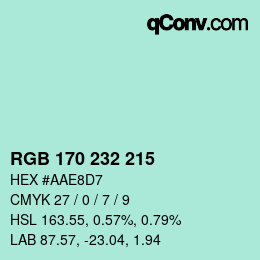 Code couleur: RGB 170 232 215 | qconv.com