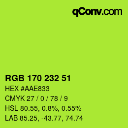 Color code: RGB 170 232 51 | qconv.com