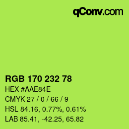 Color code: RGB 170 232 78 | qconv.com