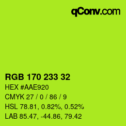Color code: RGB 170 233 32 | qconv.com