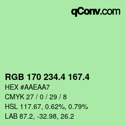 カラーコード: RGB 170 234.4 167.4 | qconv.com