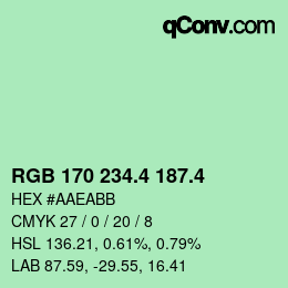 カラーコード: RGB 170 234.4 187.4 | qconv.com