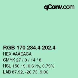 カラーコード: RGB 170 234.4 202.4 | qconv.com