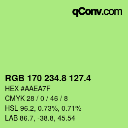 カラーコード: RGB 170 234.8 127.4 | qconv.com