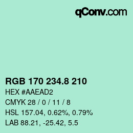 カラーコード: RGB 170 234.8 210 | qconv.com