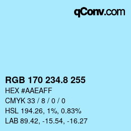 Color code: RGB 170 234.8 255 | qconv.com
