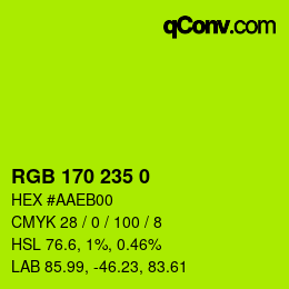 Color code: RGB 170 235 0 | qconv.com