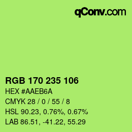 Color code: RGB 170 235 106 | qconv.com