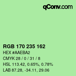 Color code: RGB 170 235 162 | qconv.com