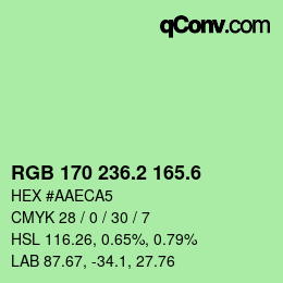 カラーコード: RGB 170 236.2 165.6 | qconv.com