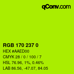Color code: RGB 170 237 0 | qconv.com
