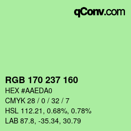 Color code: RGB 170 237 160 | qconv.com