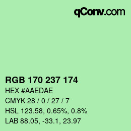 Color code: RGB 170 237 174 | qconv.com