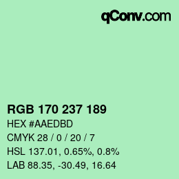 Color code: RGB 170 237 189 | qconv.com