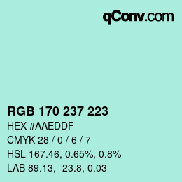 Color code: RGB 170 237 223 | qconv.com