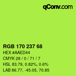 カラーコード: RGB 170 237 68 | qconv.com