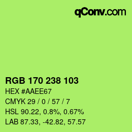 Color code: RGB 170 238 103 | qconv.com