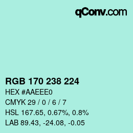Farbcode: RGB 170 238 224 | qconv.com