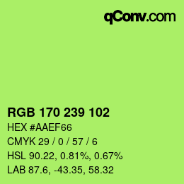 Color code: RGB 170 239 102 | qconv.com