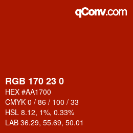 Color code: RGB 170 23 0 | qconv.com